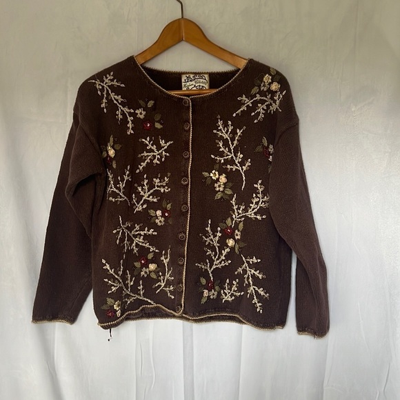 Vintage Herloom Collection Purple Cardigan Embroidered Size Small - Picture 1 of 3